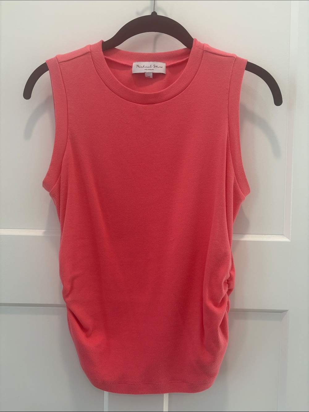 Michael Stars Coral Ribbed Side-Ruched Tank
